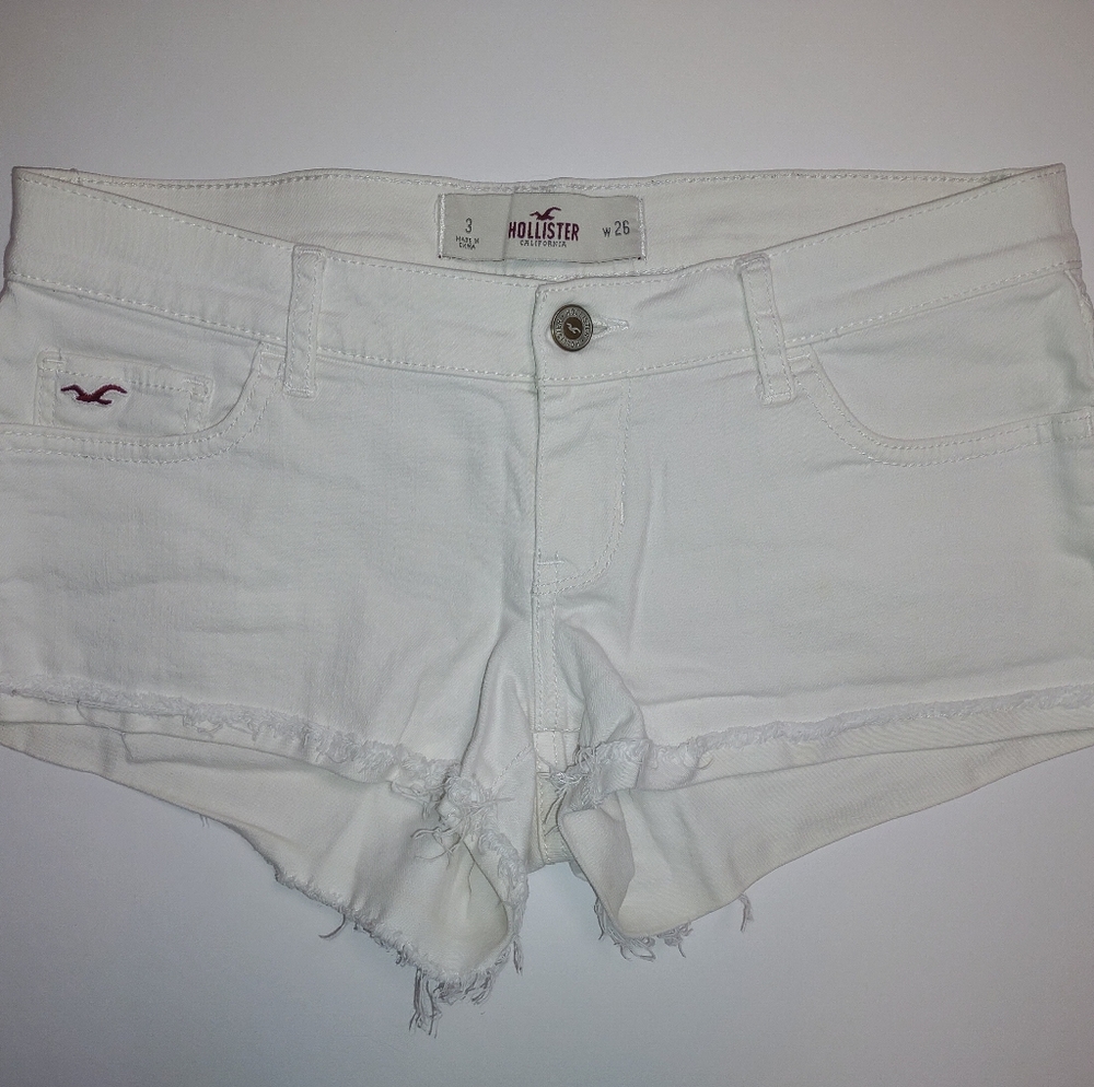 Hollister white jean shorts